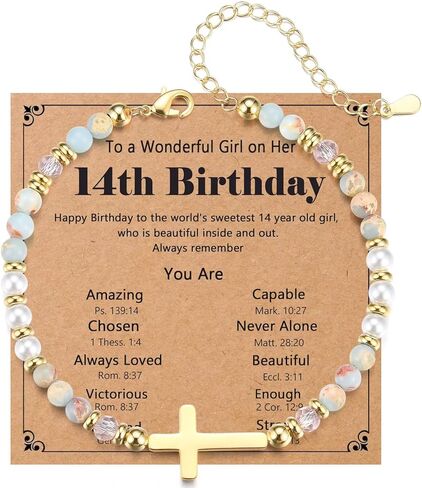 12-16th Birthday Gifts for Teen Girls Cross Bracelet Girls Jewelry Birthday Decorations for Daughter, Granddaughter, Niece in Saudi Arabia