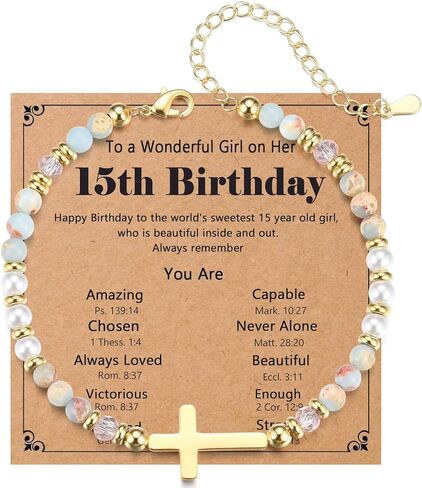 12-16th Birthday Gifts for Teen Girls Cross Bracelet Girls Jewelry Birthday Decorations for Daughter, Granddaughter, Niece in Saudi Arabia