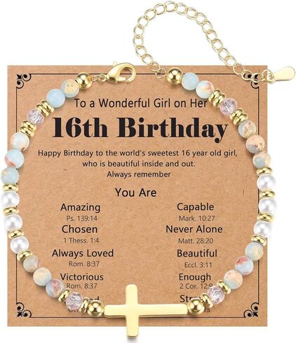 12-16th Birthday Gifts for Teen Girls Cross Bracelet Girls Jewelry Birthday Decorations for Daughter, Granddaughter, Niece in Saudi Arabia