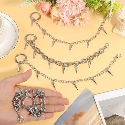 4 قطع من سلاسل أحذية الشرير الفضية، سلاسل أحذية معدنية مدببة، سلاسل أحذية معدنية زينة ساحرة للأحذية مع مشابك قابلة للفصل للأحذية الرياضية والصنادل in Saudi Arabia