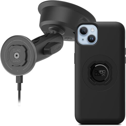 Quad Lock Heavy Duty Suction Car Phone Mount with MAG Phone Case and MAG Wireless Charging Head for iPhone 17 Pro in Saudi Arabia