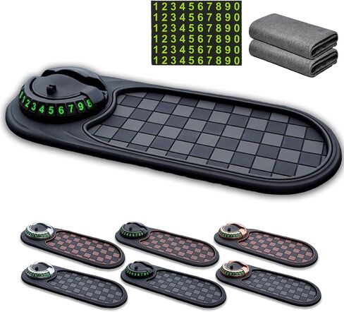 RJDJ Multifunctional Car Anti-Slip Mat, 360° Rotatable 4-in-1 Mobile Phone Stand On-Board Anti-Slip Pad, Car Dashboard Support Anti-Slip Pad with Temporary Car Parking Card Number Plate (Brown-A) in Kuwait