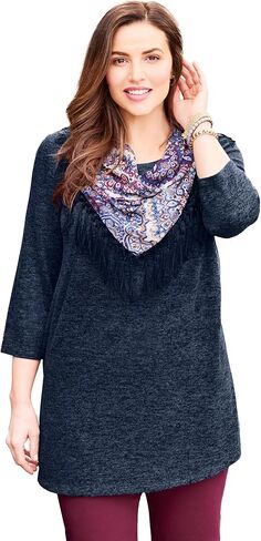 Women's Plus Size Petite Impossibly Soft Tunic & Scarf Duet in Saudi Arabia