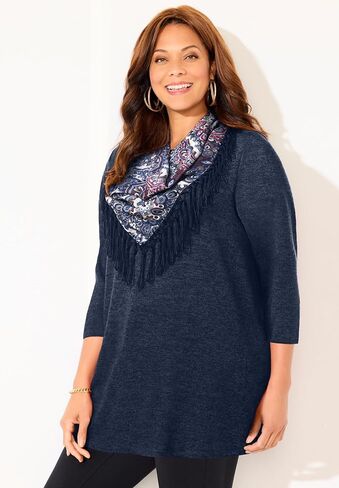 Women's Plus Size Petite Impossibly Soft Tunic & Scarf Duet in Saudi Arabia