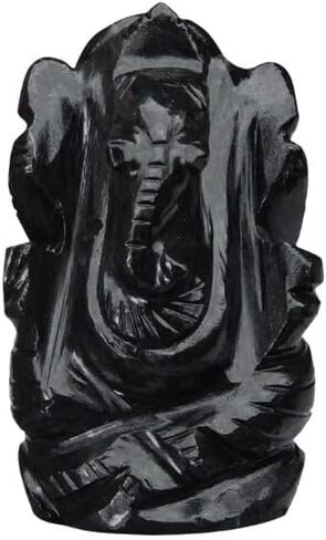 Natural Black Agate Gemstone Ganesha Statue Sculpture Sign of Success and Good Luck. in Kuwait