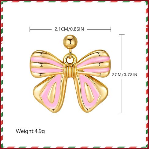 LAXPICOL 14K مطلية بالذهب الوردي المينا القوس كليب على الأقراط للنساء غير مثقوب أقراط القوس المتدلية، مجوهرات Preppy لطيف لعيد ميلاد عيد الحب in Saudi Arabia