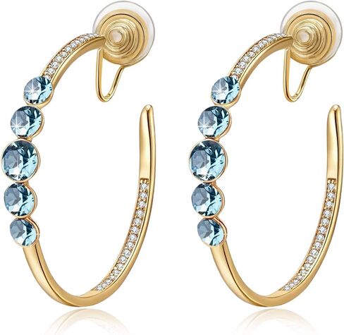EVEVIC Austrian Crystal Clip On Hoop Earrings for Women Trendy 14K Gold Plated Hypoallergenic Half Hoops Earring Non Pierced Jewelry Gifts in Saudi Arabia
