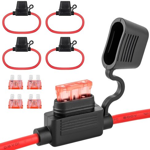 10 AWG Inline Fuse Holder 40A (4-Pack) - ATC Fuse Holder for 12V Car Truck Marine ATV Boat Motorbikes, Upgraded in line Electrical Circuit Protection in Saudi Arabia