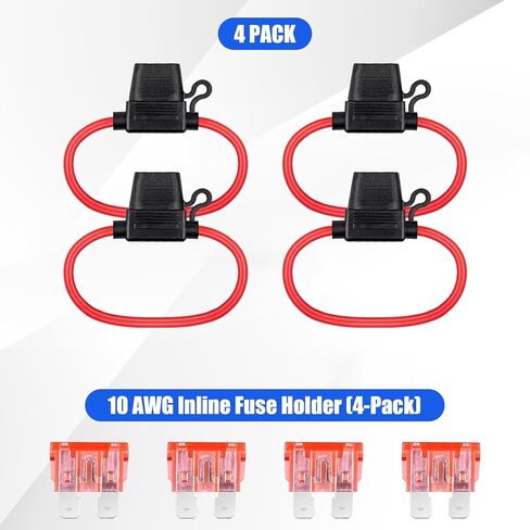 10 AWG Inline Fuse Holder 40A (4-Pack) - ATC Fuse Holder for 12V Car Truck Marine ATV Boat Motorbikes, Upgraded in line Electrical Circuit Protection in Saudi Arabia