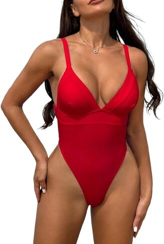 Womens Spaghetti Strap Backless High Cut Sexy Monokini Swimsuit - One Piece Bathing Suit for Beach and Vacation in Saudi Arabia