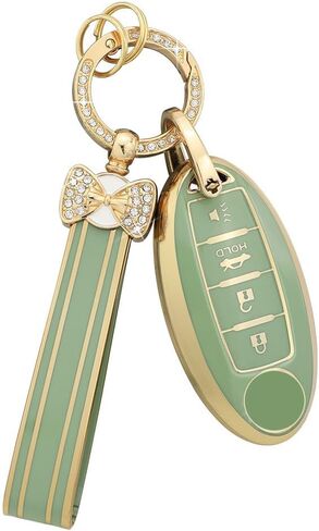 PIFOOG Key Fob Cover for Nissan 4 Button Pink Bling Keychain Girly Car Keys Case Shell أغطية كاملة ملحقات حامية لـ Altima Sentra Kicks Armada Murano Rogue Pathfinder Versa Titan Women TPU in Saudi Arabia