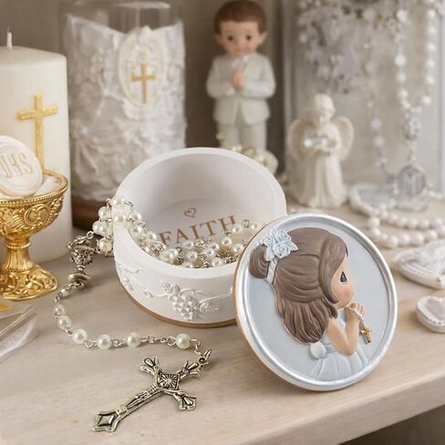 Precious Moments Communion Rosary with Box | Faith is The Light That Guides You Resin Box with Rosary | Communion Gift (Girl) in Saudi Arabia