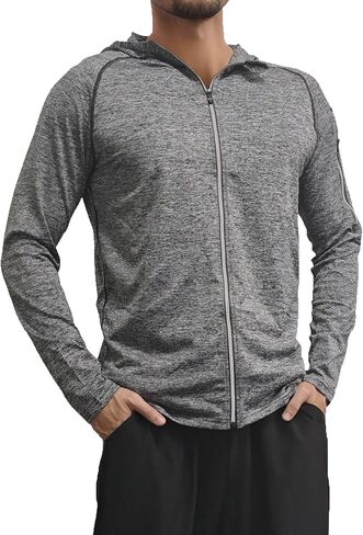 Men's Outdoor Lightweight Quick-Dry Fitness Hooded Full-Zip Sweatshirt in Saudi Arabia