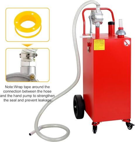 علبة غاز سعة 35 جالون، خزان وقود محمول، علبة ديزل كبيرة بحاوية بنزين مع مضخة دوارة وعجلات مطاطية صلبة للقوارب ATV والسيارات والدراجات النارية UTV باللون الأحمر in Kuwait