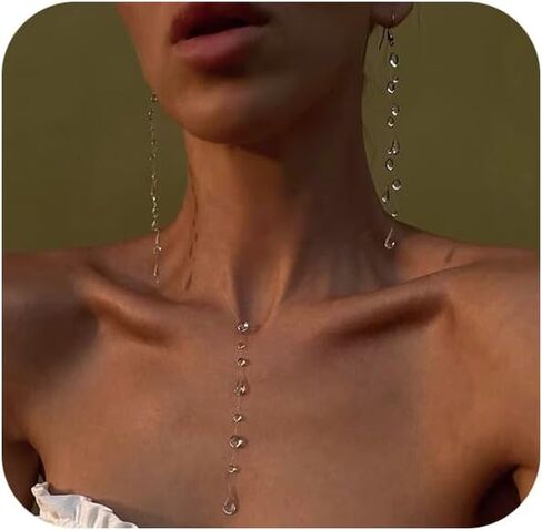 Morning Dewdrop Earrings and Necklaces Choker for Women Floating Necklace Rain Drop Earrings Clear Water Droplet Necklaces Drop Earring Dew Jewelry in Saudi Arabia
