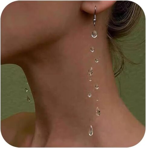 Morning Dewdrop Earrings and Necklaces Choker for Women Floating Necklace Rain Drop Earrings Clear Water Droplet Necklaces Drop Earring Dew Jewelry in Saudi Arabia