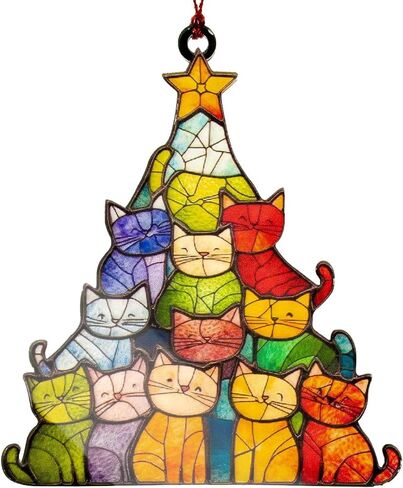 Cat-Themed Christmas Ornaments - Colorful Feline Tree Decor with Black and Orange Designs in Saudi Arabia