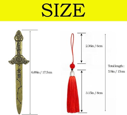 RCWG Chinese Feng Shui Sword. Seven-Star Antiquing Protection Sword, I Ching Good Luck Sword with Red Tassel for Wealth, Success, Health, Safety. Home Office Decoration, Feng Shui Decor in Kuwait