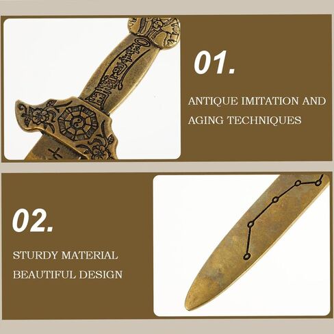 RCWG Chinese Feng Shui Sword. Seven-Star Antiquing Protection Sword, I Ching Good Luck Sword with Red Tassel for Wealth, Success, Health, Safety. Home Office Decoration, Feng Shui Decor in Kuwait