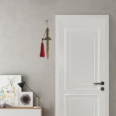 RCWG Chinese Feng Shui Sword. Seven-Star Antiquing Protection Sword, I Ching Good Luck Sword with Red Tassel for Wealth, Success, Health, Safety. Home Office Decoration, Feng Shui Decor in Kuwait