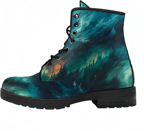 Women's Printed Short Boots Lace-up Block Heel Combat Ankle Booties for Girls Ladies Autumn and Winter Shoes Rose Skull Butterfly FLowers Cartoon Pattern in Saudi Arabia