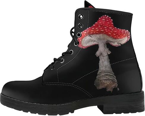 Women's Printed Short Boots Lace-up Block Heel Combat Ankle Booties for Girls Ladies Autumn and Winter Shoes Rose Skull Butterfly FLowers Cartoon Pattern in Saudi Arabia