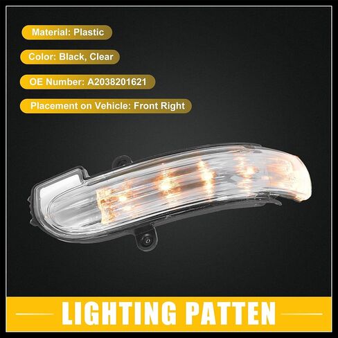 الجبهة اليمنى باب الرؤية الخلفية الجانب الجناح مرآة LED بدوره إشارة الضوء رقم A2038201621 مؤشر مصباح الوامض لمرسيدس بنز C230 2005-2007 مادة متينة in Saudi Arabia