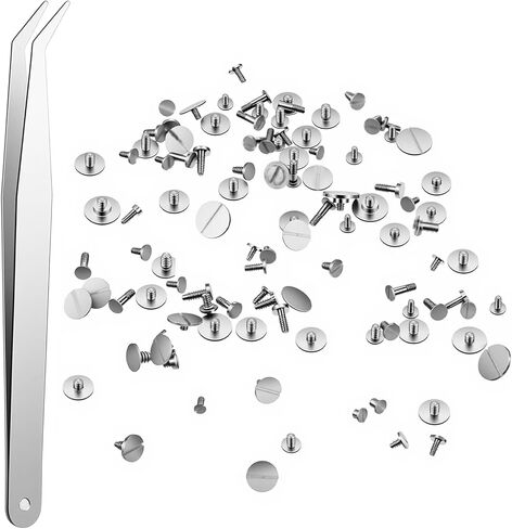 Watch Screws, 100Pcs Watch Battery Clamp Screw Assortment with Tweezers Replaces Old Battery Clamp Screws in Watches Replacement Micro Screw for Watchmaking-Watch Repair Jewelry Tool Kit in Saudi Arabia