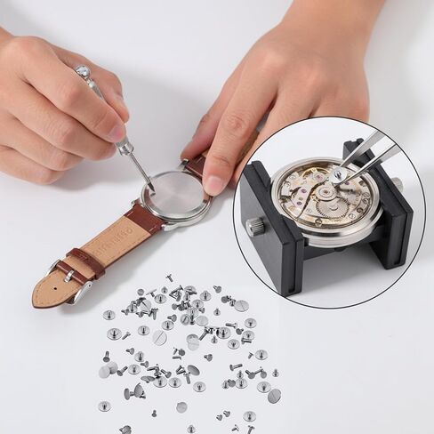 Watch Screws, 100Pcs Watch Battery Clamp Screw Assortment with Tweezers Replaces Old Battery Clamp Screws in Watches Replacement Micro Screw for Watchmaking-Watch Repair Jewelry Tool Kit in Saudi Arabia