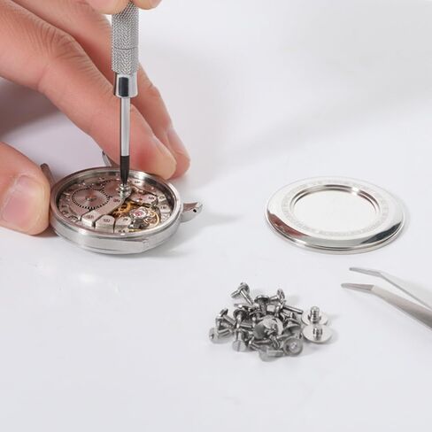 Watch Screws, 100Pcs Watch Battery Clamp Screw Assortment with Tweezers Replaces Old Battery Clamp Screws in Watches Replacement Micro Screw for Watchmaking-Watch Repair Jewelry Tool Kit in Saudi Arabia