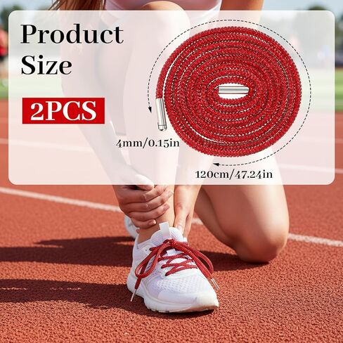 1 Pair Rhinestone Red Shoe Laces, Round Bling Shoe Laces, Rhinestone Rope Shoelaces Glitter Hoodie String, Crystal Red Shoelaces for Sneakers Boots in Saudi Arabia