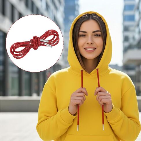 1 Pair Rhinestone Red Shoe Laces, Round Bling Shoe Laces, Rhinestone Rope Shoelaces Glitter Hoodie String, Crystal Red Shoelaces for Sneakers Boots in Saudi Arabia