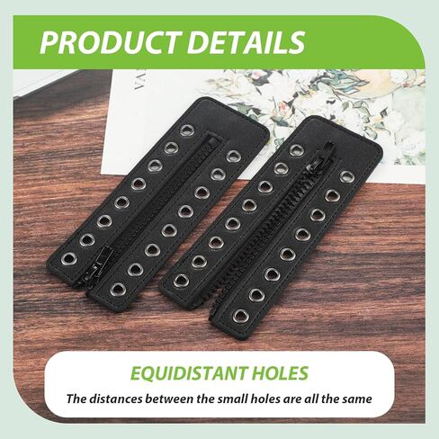 2 Pcs Boot Zipper Inserts, PU Leather Lace in Zippers with 8 Metal Eyelets, Easy On Off for Sneakers and Work Shoes in Saudi Arabia