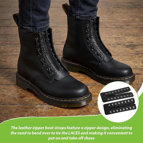 2 Pcs Boot Zipper Inserts, PU Leather Lace in Zippers with 8 Metal Eyelets, Easy On Off for Sneakers and Work Shoes in Saudi Arabia