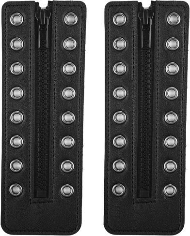2 Pcs Boot Zipper Inserts, PU Leather Lace in Zippers with 8 Metal Eyelets, Easy On Off for Sneakers and Work Shoes in Saudi Arabia
