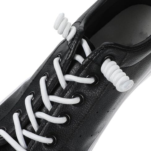 12 Pcs Curly No Tie Shoelaces, Curly Elastic Shoe Laces Anti-Fall Spring Shoe Laces Tieless Shoelaces for Sneakers Flat Sports Shoes(Black, White) in Saudi Arabia