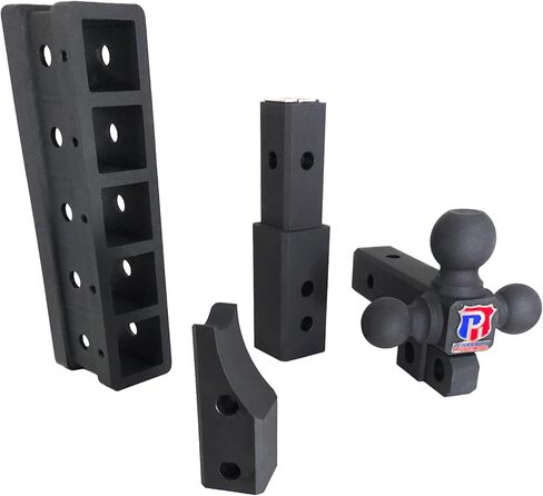 The Patriot - حامل كروي متعدد المهام من الفولاذ الصلب لجهاز الاستقبال شديد التحمل، خطاف محوري، قابل للتعديل، خطوة، إزاحة، وصلة ربط ارتفاع من الفئة V بوزن 30.000 رطل. (نسيج أسود - لمسة زرقاء، 2") in Kuwait