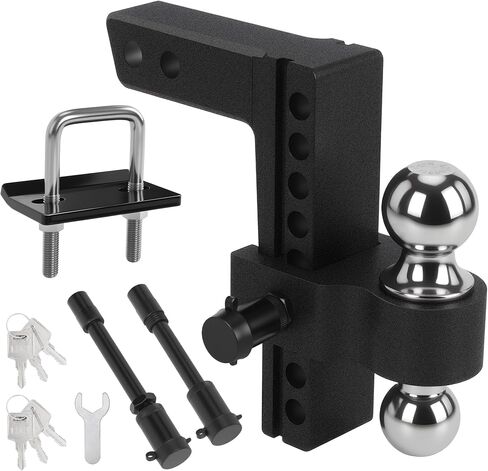 Adjustable Trailer Hitch Fits 2-Inch Receiver, 6" Drop/Rise Heavy Duty Aluminum Tow Hitches with Dual Balls (2" & 2-5/16") for Truck, Includes Two Pin Locks & Hitch Tightener in Saudi Arabia