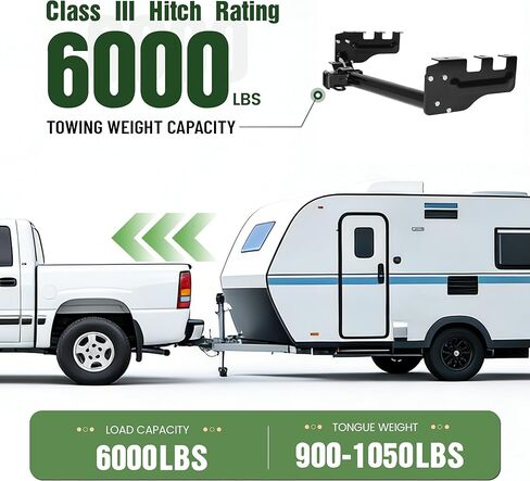 Class 3 Trailer Hitch Compatible with 1999-2013 Chevrolet Silverado GMC Sierra 1500 2" Receiver Black Steel Replacement for 44563 in Saudi Arabia