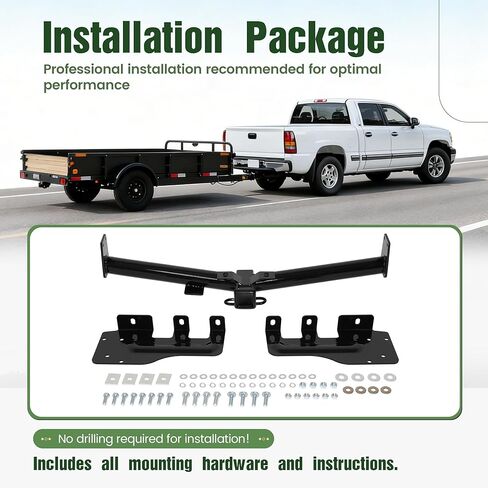 Class 3 Trailer Hitch Compatible with 1999-2013 Chevrolet Silverado GMC Sierra 1500 2" Receiver Black Steel Replacement for 44563 in Saudi Arabia