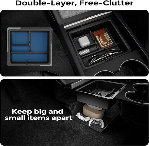 منظم وحدة التحكم المركزية لـ Tesla New Model Y Juniper/Model 3 [تصميم من طبقتين، سهل الانزلاق] حافظ على وحدة التحكم خالية من الفوضى وتناسب مخصص لطراز 2024-2026 موديل 3 وملحقات Juniper Model Y، 4 قطع in Kuwait