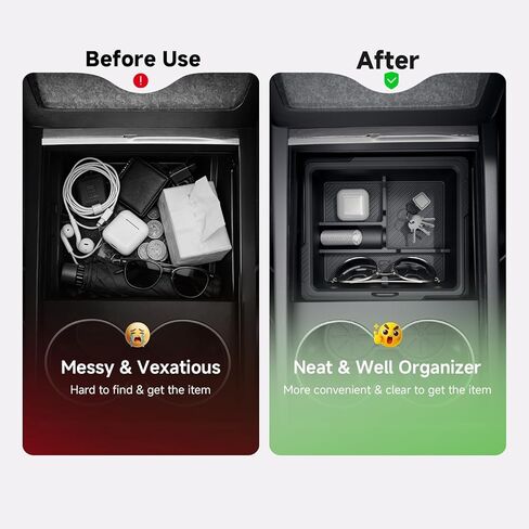 منظم وحدة التحكم المركزية لـ Tesla New Model Y Juniper/Model 3 [تصميم من طبقتين، سهل الانزلاق] حافظ على وحدة التحكم خالية من الفوضى وتناسب مخصص لطراز 2024-2026 موديل 3 وملحقات Juniper Model Y، 4 قطع in Kuwait