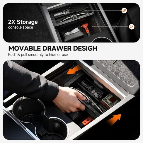 منظم وحدة التحكم المركزية لـ Tesla New Model Y Juniper/Model 3 [تصميم من طبقتين، سهل الانزلاق] حافظ على وحدة التحكم خالية من الفوضى وتناسب مخصص لطراز 2024-2026 موديل 3 وملحقات Juniper Model Y، 4 قطع in Kuwait