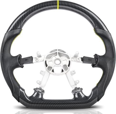 Hydro-Dip Carbon Fiber Steering Wheel for Chevy Corvette C5 1997-2004 Base Z06 Coupe Convertible, High Gloss Finish, Track Style Red Stripe Flat Bottom Perforated Leather, Interior Modern Upgrade in Kuwait