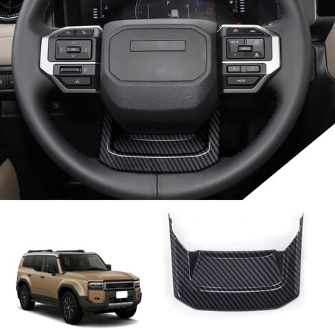 FOR Land Cruiser 250 Prado J250 LC250 Land Cruiser 250 2024 2025 Custom parts steering wheel U-shaped sequins center control steering wheel plastic decorative frame (Black) in Saudi Arabia