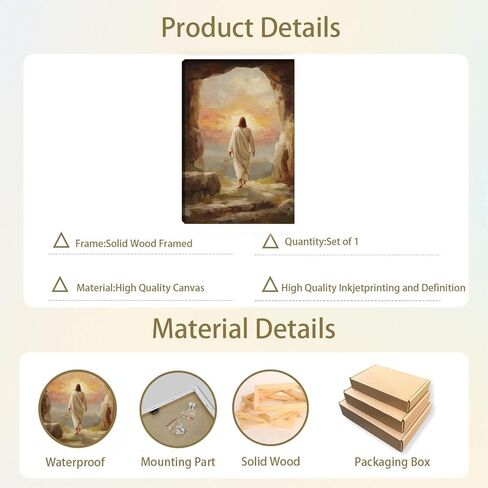 يسوع قماش جدار الفن ديكور، عيد الفصح يسوع يترك القبر اللوحة ملصق، كريستين المنقذ صور لحائط غرفة المعيشة غرفة نوم الكنيسة ديكور المنزل 16 * 24 في (قماش ممتد على إطار خشبي) in Kuwait