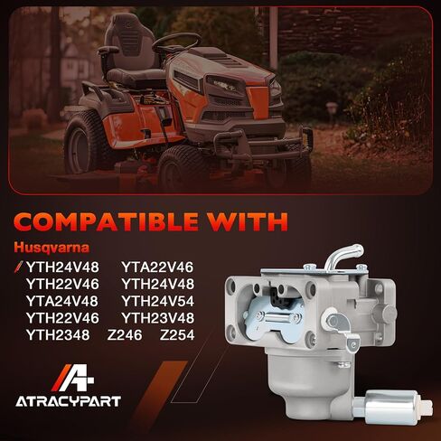 المكربن ​​متوافق مع Husqvarna ركوب جزازة العشب YTH24V48، YTA22V46، YTH22V46 و 46 "/ 48" سطح السفينة بريجز ومحركات ستراتون in Saudi Arabia