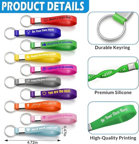BEXOA 5-1000 Pcs Custom Silicone Keychains Bulk, Personalized Text Logo, Customized Keyring for Events, Motivetion, Awareness in Saudi Arabia