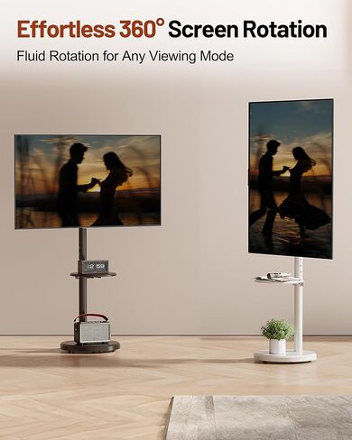 حامل تلفزيون متدحرج لأجهزة تلفزيون مقاس 10-46 بوصة، وعربة تلفزيون متنقلة صغيرة مع رف وعجلات مخفية، من صورة إلى مناظر طبيعية، حامل تلفزيون متنقل على الأرضية الحديثة لغرفة المعيشة، ارتفاع قابل للتعديل، الحد الأقصى 200 × 200 مم (أبيض) in Kuwait