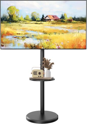 حامل تلفزيون متدحرج لأجهزة تلفزيون مقاس 10-46 بوصة، وعربة تلفزيون متنقلة صغيرة مع رف وعجلات مخفية، من صورة إلى مناظر طبيعية، حامل تلفزيون متنقل على الأرضية الحديثة لغرفة المعيشة، ارتفاع قابل للتعديل، الحد الأقصى 200 × 200 مم (أبيض) in Kuwait